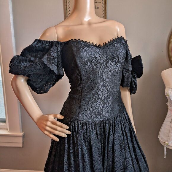 Vintage Scott McClintock Gothic Gown Black Dress Southern Belle Witchy Regency - Picture 6 of 13